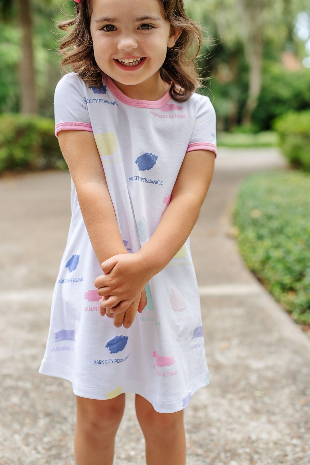 POLLY PLAY DRESS - SIR PROPER'S PALETTE WITH HAMPTONS HOT PINK