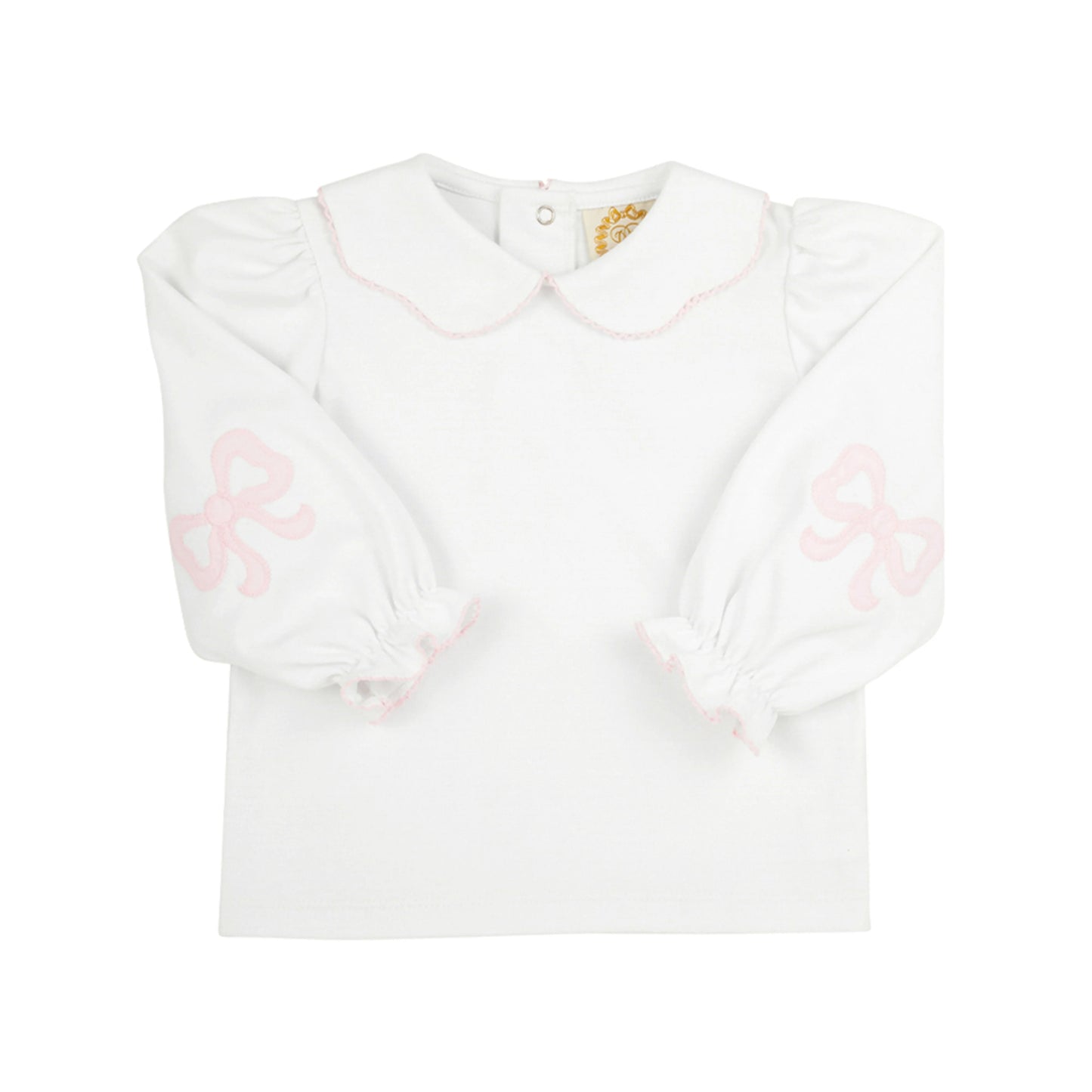 EMMA'S ELBOW PATCH TOP - WORTH AVENUE WHITE WITH PALM BEACH PIBK