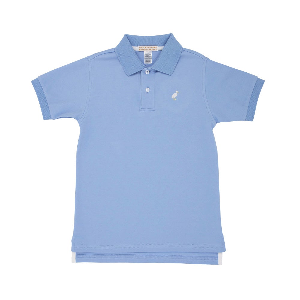 PRIM AND PROPER POLO - BEALE STREET BLUE WITH MULTICOLOR STORK