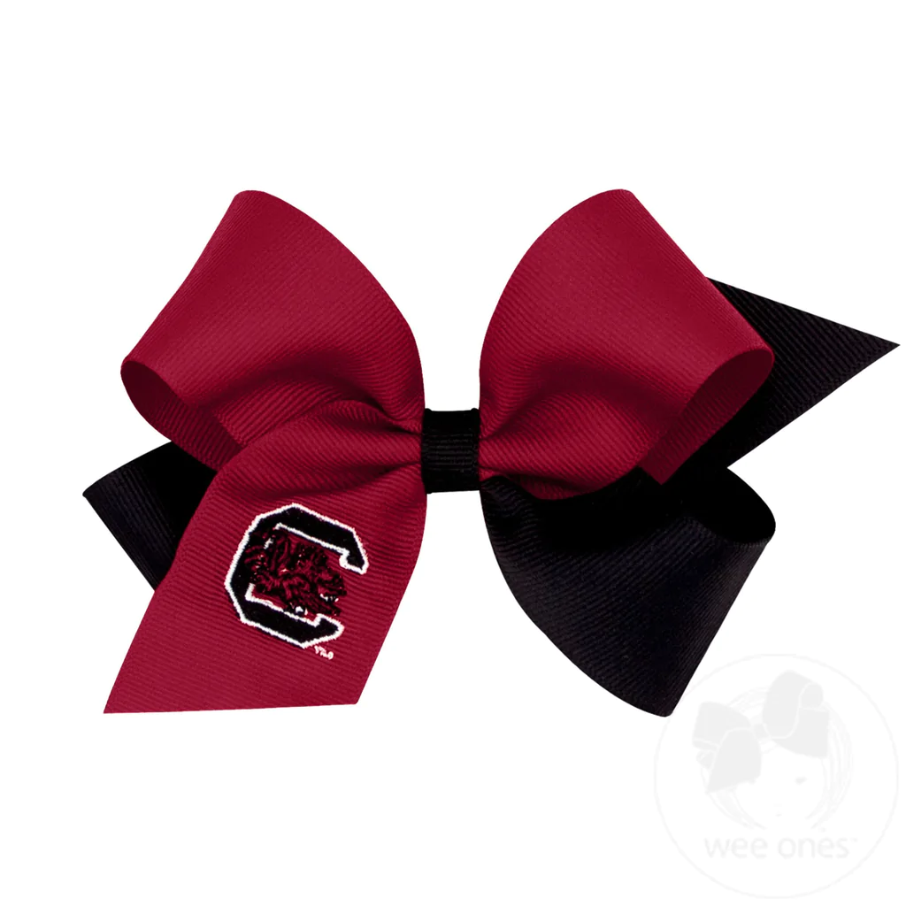 GAMECOCK TWO-TONE EMBROIDERED BOW - BURGUNDY/BLACK