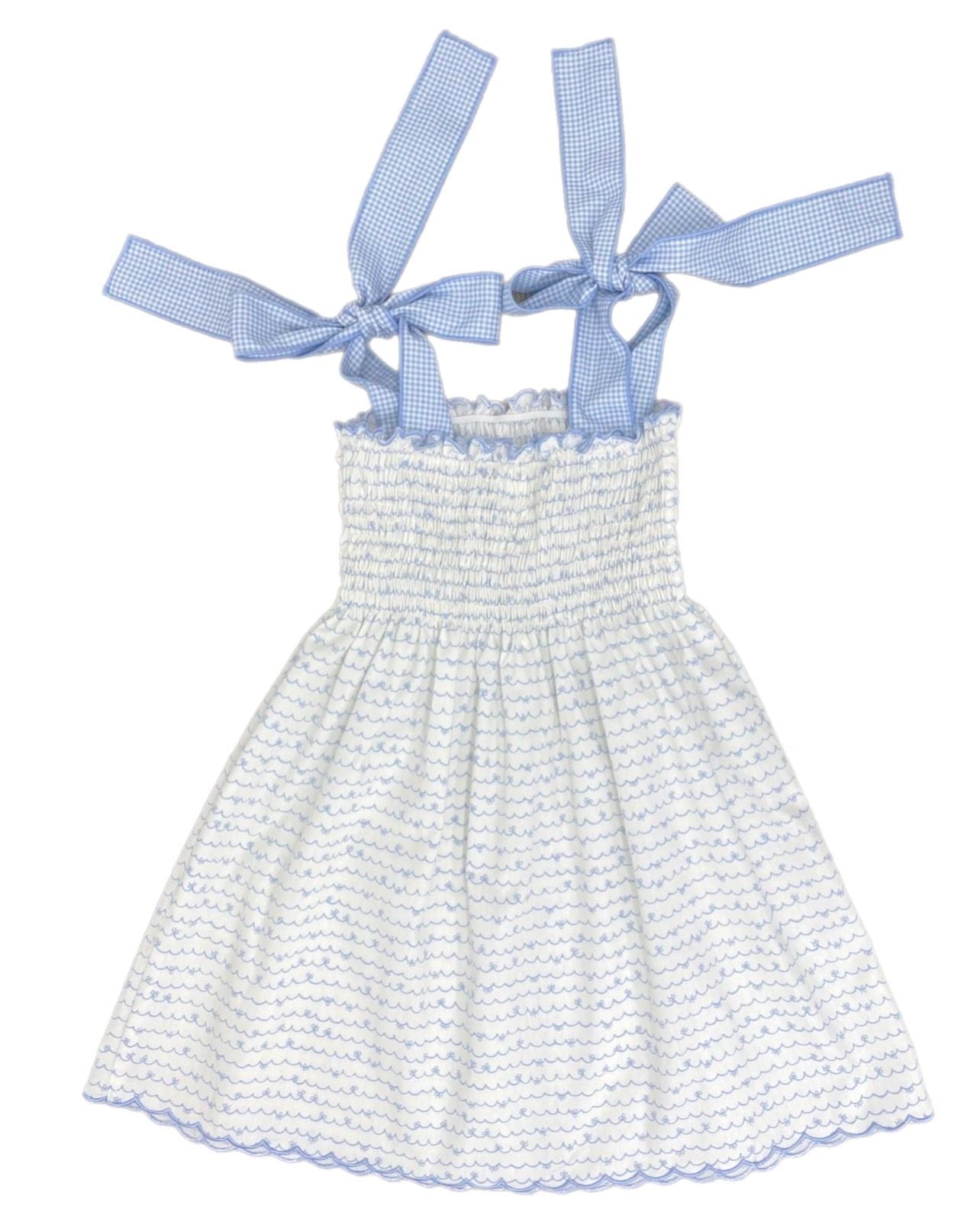 BAILEY DRESS - BLUE BOWS W/BLUE GINGHAM TIES
